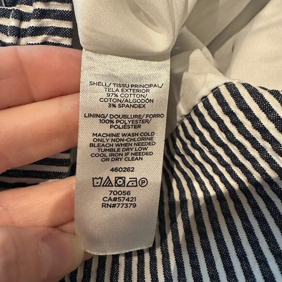 Ann Taylor Factory Size 4 Seersucker Black & White Stripe Skirt Tie timeless - Picture 3 of 9